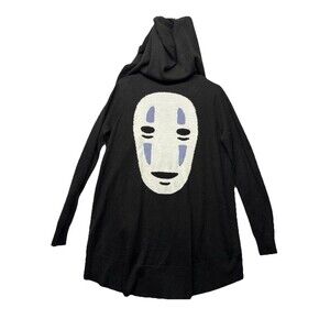 Studio Ghibli Spirited Away No Face Hooded Open Front Cardigan Size Medium